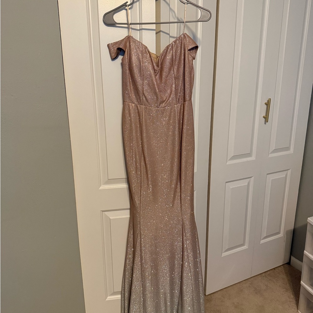 Sparkling Blush Off-Shoulder Mermaid Gown